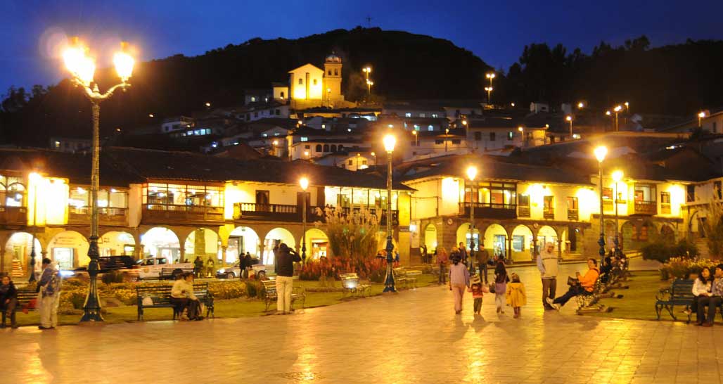 Plaza de Armas, Cusco at night, Peru